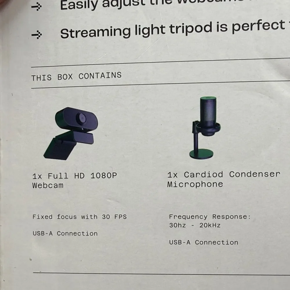 Black USB Microphone and camera with Stand